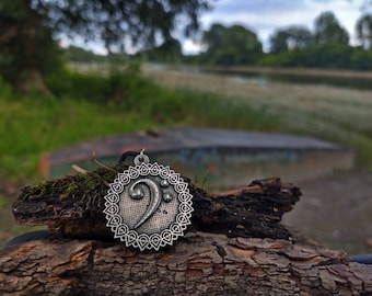 ネックレス・チョーカー BASSCLEF chain necklace black oil painting Bass Clef With Antique Finish Necklace,rustic Music Necklace