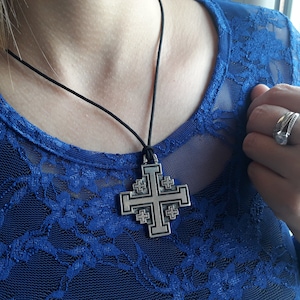Jerusalem Kreuz Halskette, fünffaches Kreuz christlicher Schmuck, Knights Templar Halsketten, Jerusalem fünffaches Kreuz Schmuck, Templerkreuz Anhänger