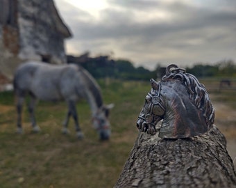 Horse Head keychain full metal 3d unique two side keychain,lucky keychain,horse animal lover gift,symbol of strenght,Horse equestrian symbol