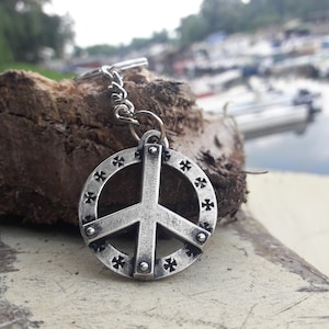 Peace with little templar cross necklace and keychain,Hippie Jewelry symbol necklace,freedom symbol,peace on Earth,Bohemian Jewelry,Boho