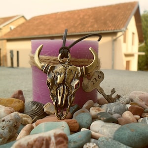 Bull Skull necklace keychain,Rodeo necklace,Buffalo jewelry,Long Horn Skull,Cow skull,animal pendant,wild west BULL SKULL,Southwestern