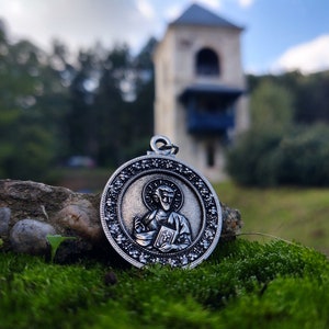 Saint Luke the Evangelist pendant,St. Luke Icon necklace,Saint Luke the Apostle Christian Jewelry,Serbian Orthodox Saint Luke,Sveti Luka
