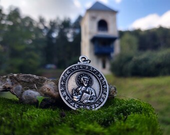 Saint Luke the Evangelist pendant,St. Luke Icon necklace,Saint Luke the Apostle Christian Jewelry,Serbian Orthodox Saint Luke,Sveti Luka