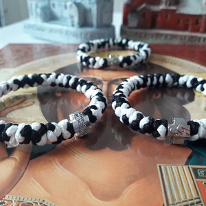 Brojanica Komboskini with two Colors black and white braid cord,Greek Orthodox Prayer Rope,Misbaha,chotki prayer bracelet,orthodox bracelet