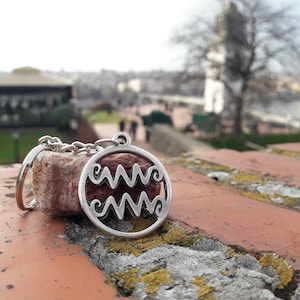 Aquarius Water Bearer Zodiac necklace keychain,Astrology horoscope sign necklace,Star sign Aquarius ,Zodiac astrology Aquarius Water Bearer