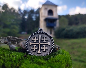 Jerusalem cross necklace,Five-fold Cross christian jewelry,Knights Templar Necklaces,Jerusalem Five-fold Cross jewelry,Templar cross pendant
