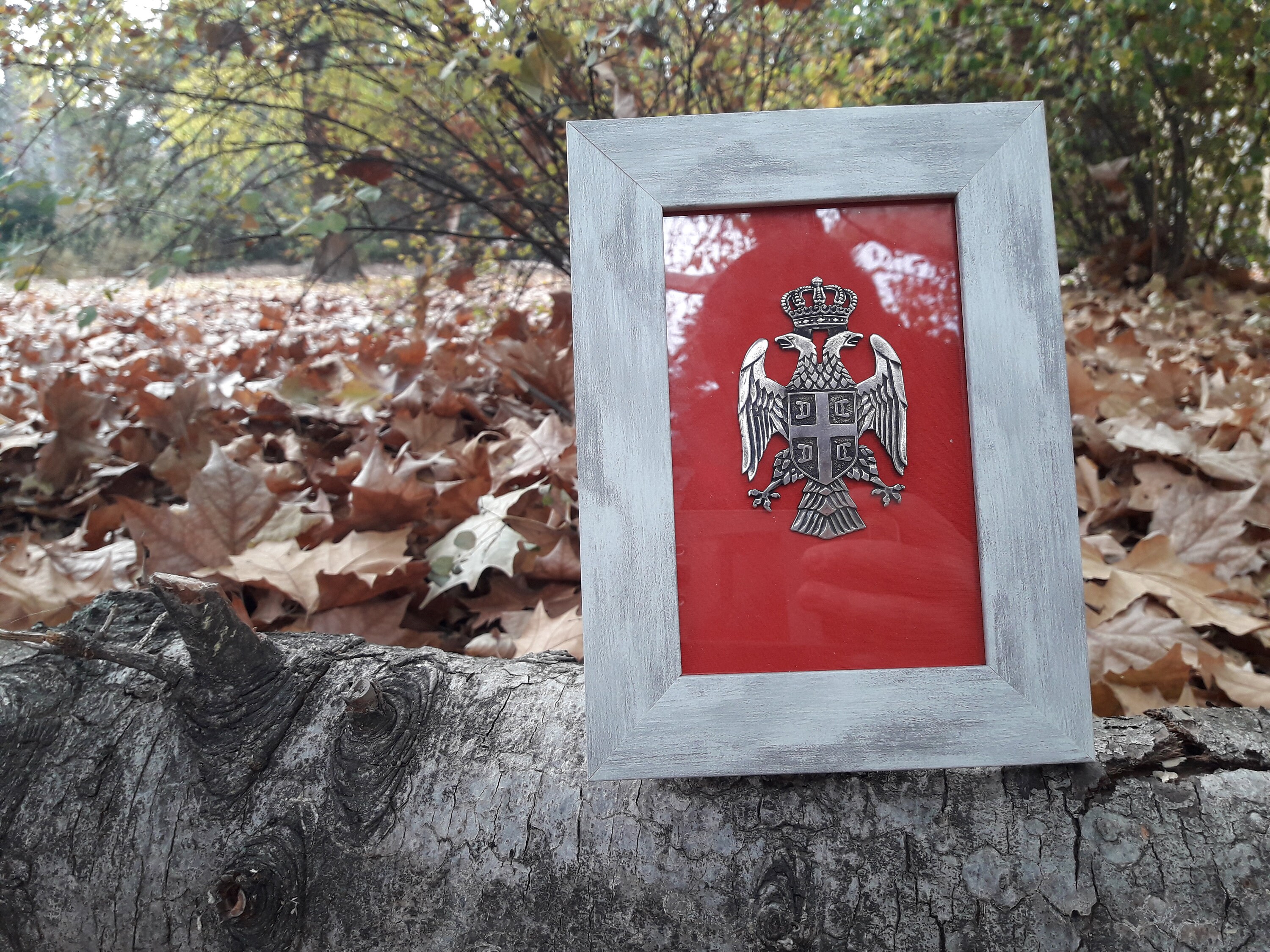BIG Serbia coat of arms Two Headed Eagle plaque wall hanger,Serbian metal eagle in picture frame,Exelent decor gift,byzantine eagle