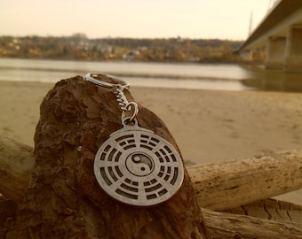 Yin-Yang con collar de talismán de 8 trigramas, llavero Bagu Yin-Yang, llavero de collar Taiji Diagram Bagua Yin-Yang, joyería Feng Shui, chino