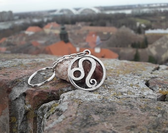 Lejonet stjärntecken halsband nyckelring, astrologi horoskop tecken halsband, stjärntecken Lejonet stjärntecken, unisex, stjärntecken lejon astrologi berlock nyckelring