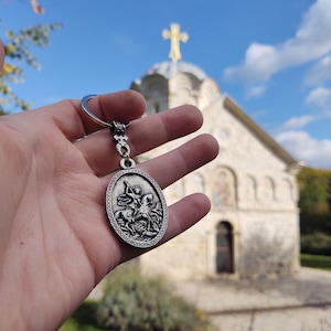 Saint George and the dragon necklace pendant,Orthodox christians jewelry,Orthodox Russian Serbian icon,Religious Necklace,Djurdjevdan slava