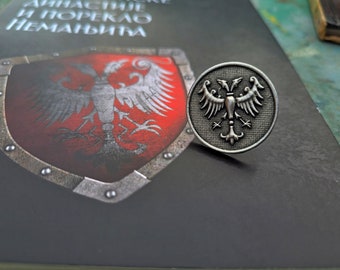 Nemanjic dynasty two headed eagle coat of arms pin badge,Serbian double-headed eagle pins,Byzantine Empire,Serbia eagle Nemanjic brosche