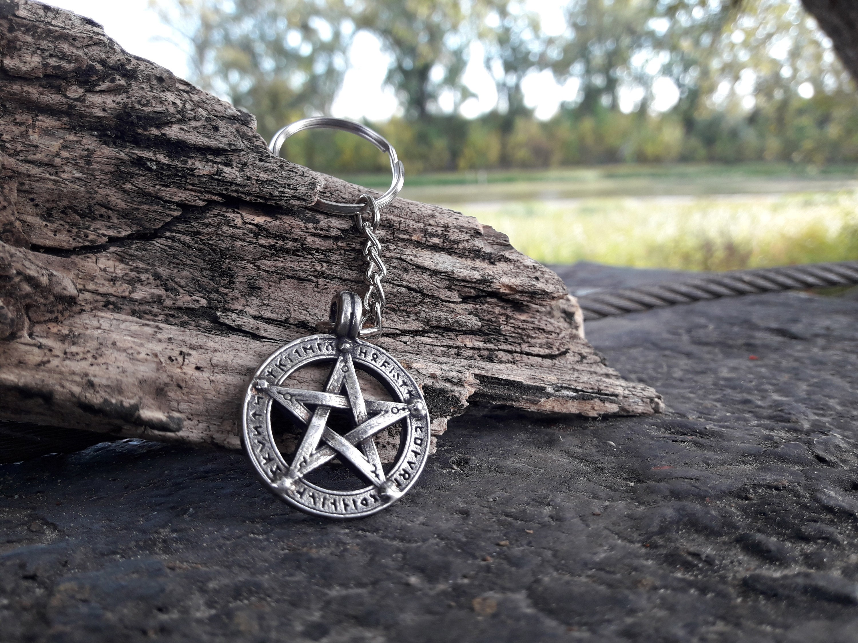 Pentagram Pentacle With Rune Letter Necklace and Keychain,pagan Wiccan ...