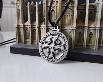 Jerusalem cross necklace,Five-fold Cross christian jewelry,Knights Templar Necklaces,Jerusalem Five-fold Cross jewelry,Templar cross pendant