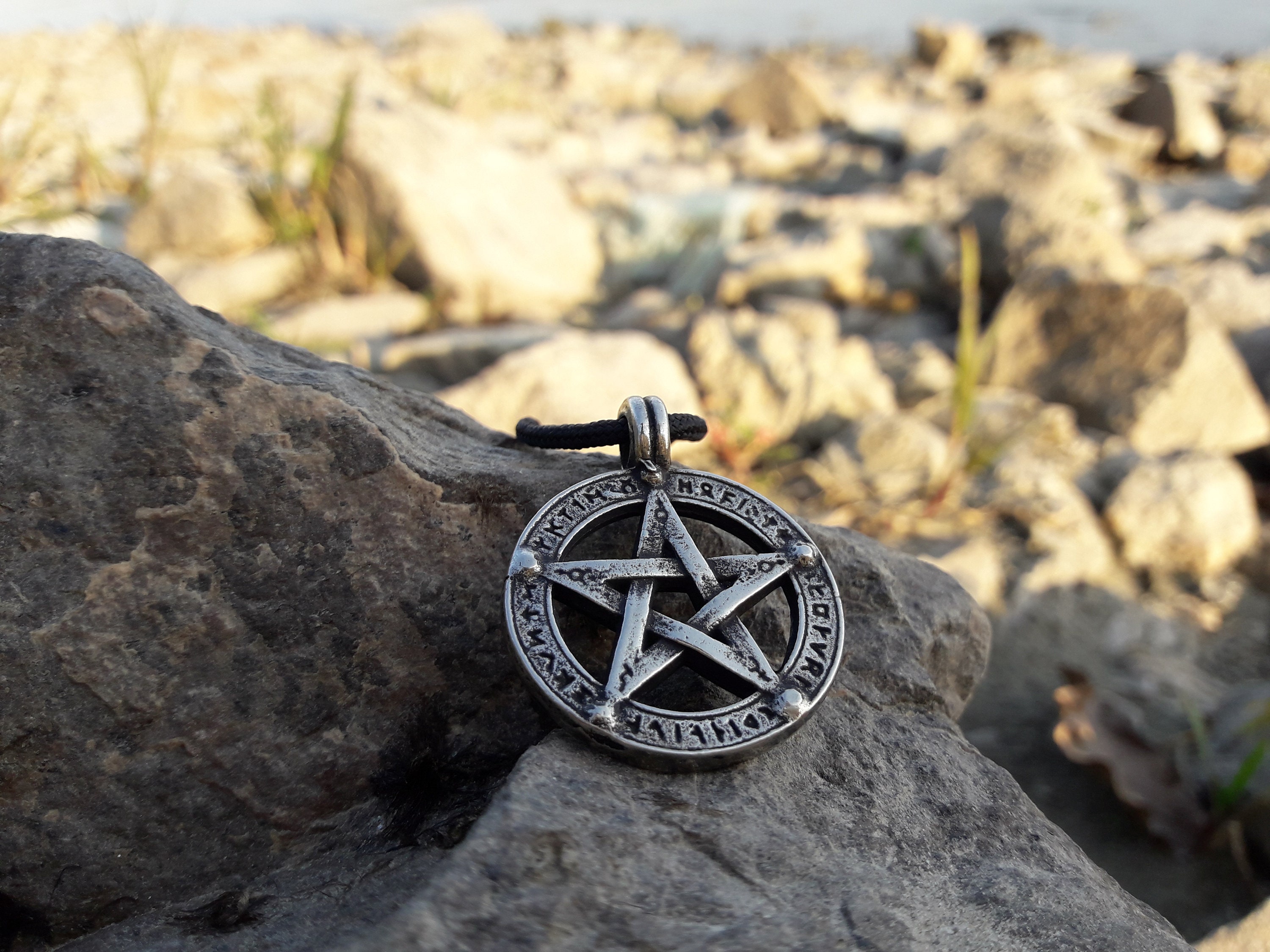 Pentagram Pentacle With Rune Letter Necklace and Keychain,pagan Wiccan ...