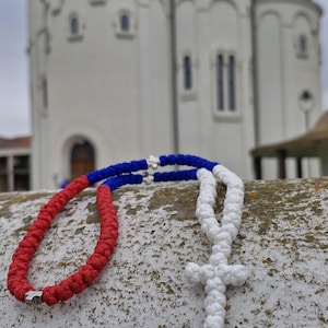 Brojanica Komboskini Serbian flag three Colors braid cord car mirror hanger,Greek Orthodox Prayer Rope necklace,Car hanger for lucky travel