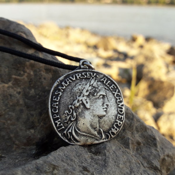 Severus Alexander Roman Emperior coin necklace,Mars god of war with spear necklace,Ancient Rome jewelry,emperor by  Third Gallic Legion