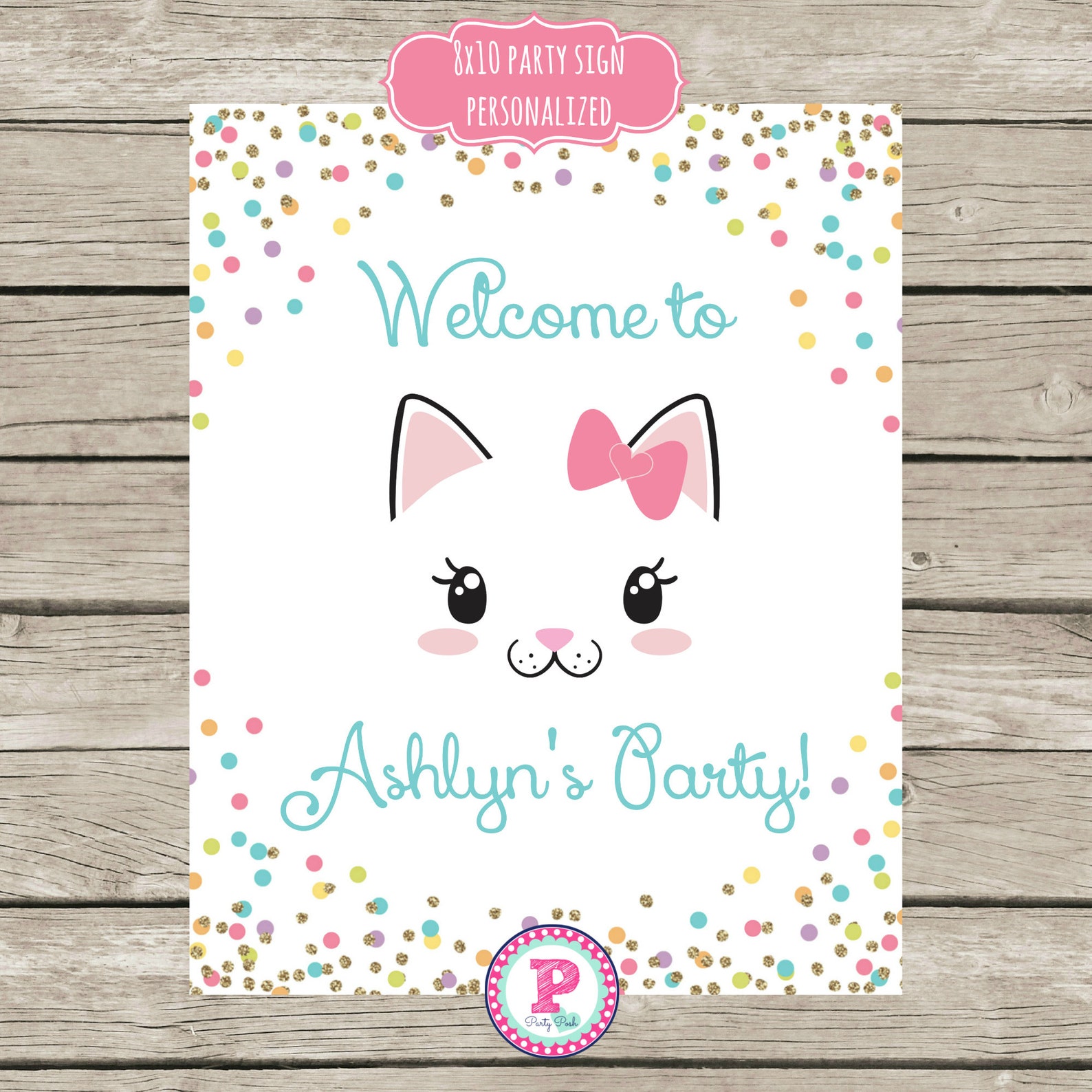 Kitten Confetti Birthday Party Package Adopt a Kitten Cat Face Etsy