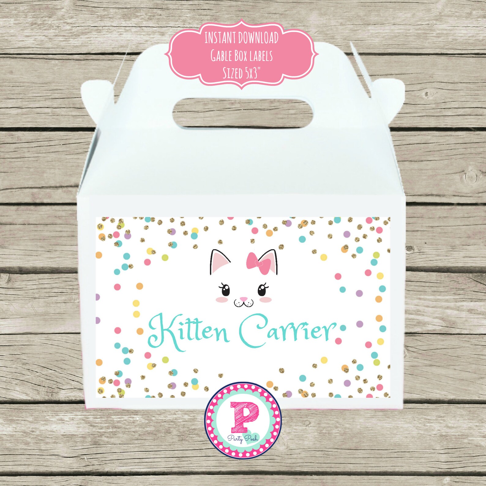 Kitten Confetti Birthday Party Package Adopt a Kitten Cat Face Etsy