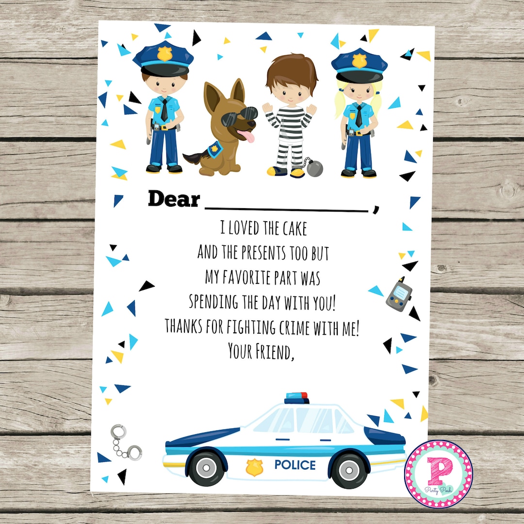 Instant Police Birthday Party Fill In Thank You Cards Cops Etsy De Instant Police Birthday Party Fill In Thank You Cards Cops Etsy De