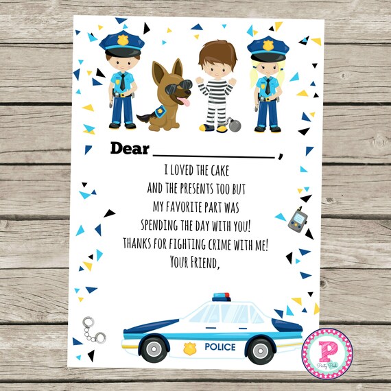 Instant Police Birthday Party Fill In Thank You Cards Cops Etsy De Instant Police Birthday Party Fill In Thank You Cards Cops Etsy De