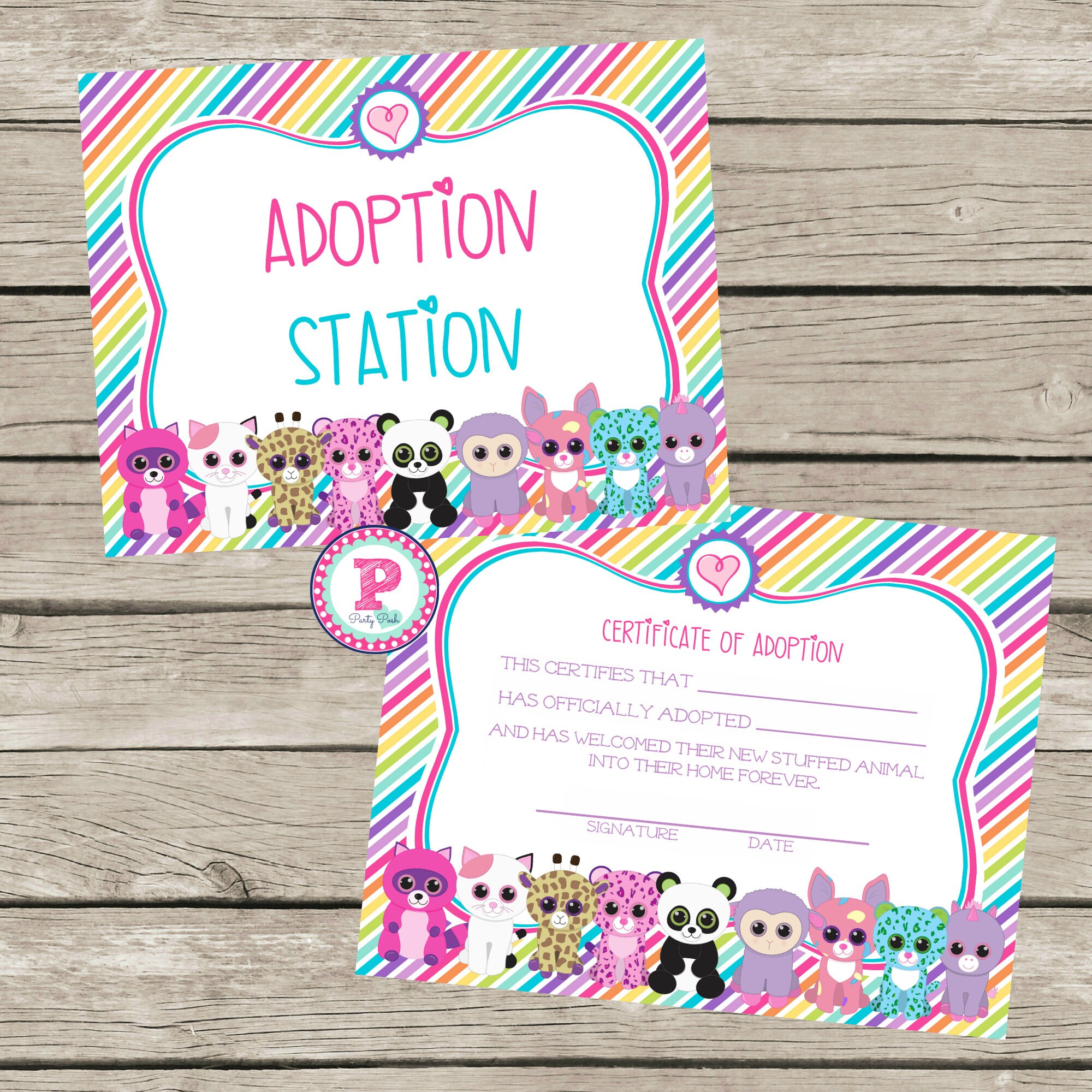 Pet Adoption Certificate Adopt a Pet Birthday Party Ideas | Etsy