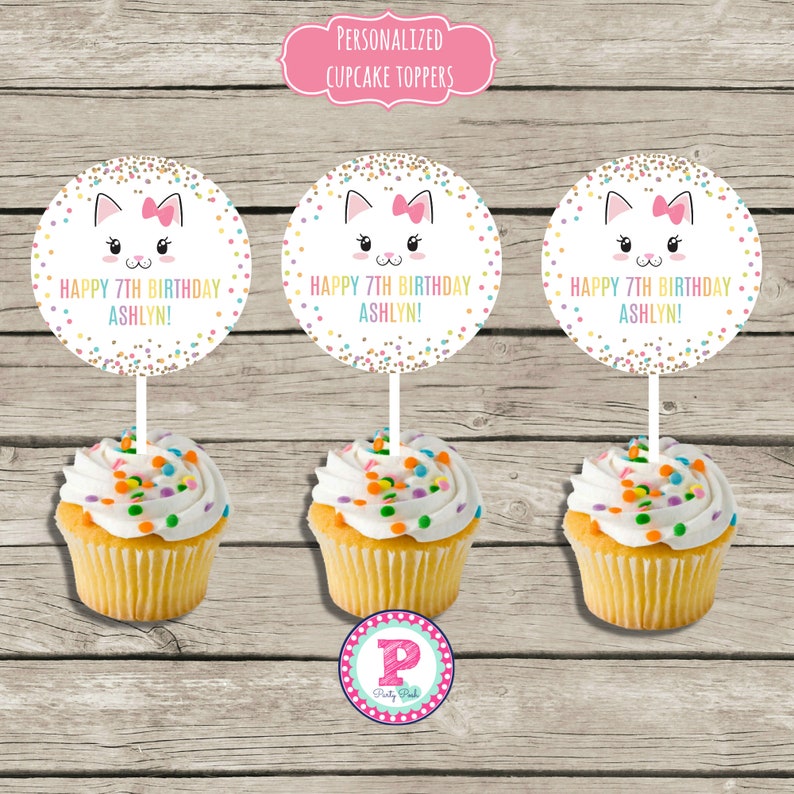 Kitten Confetti Birthday Party Package Adopt a Kitten Cat Face Etsy