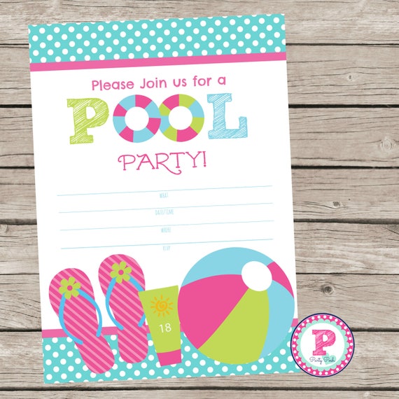 Fill In Pool Party Invitations 9