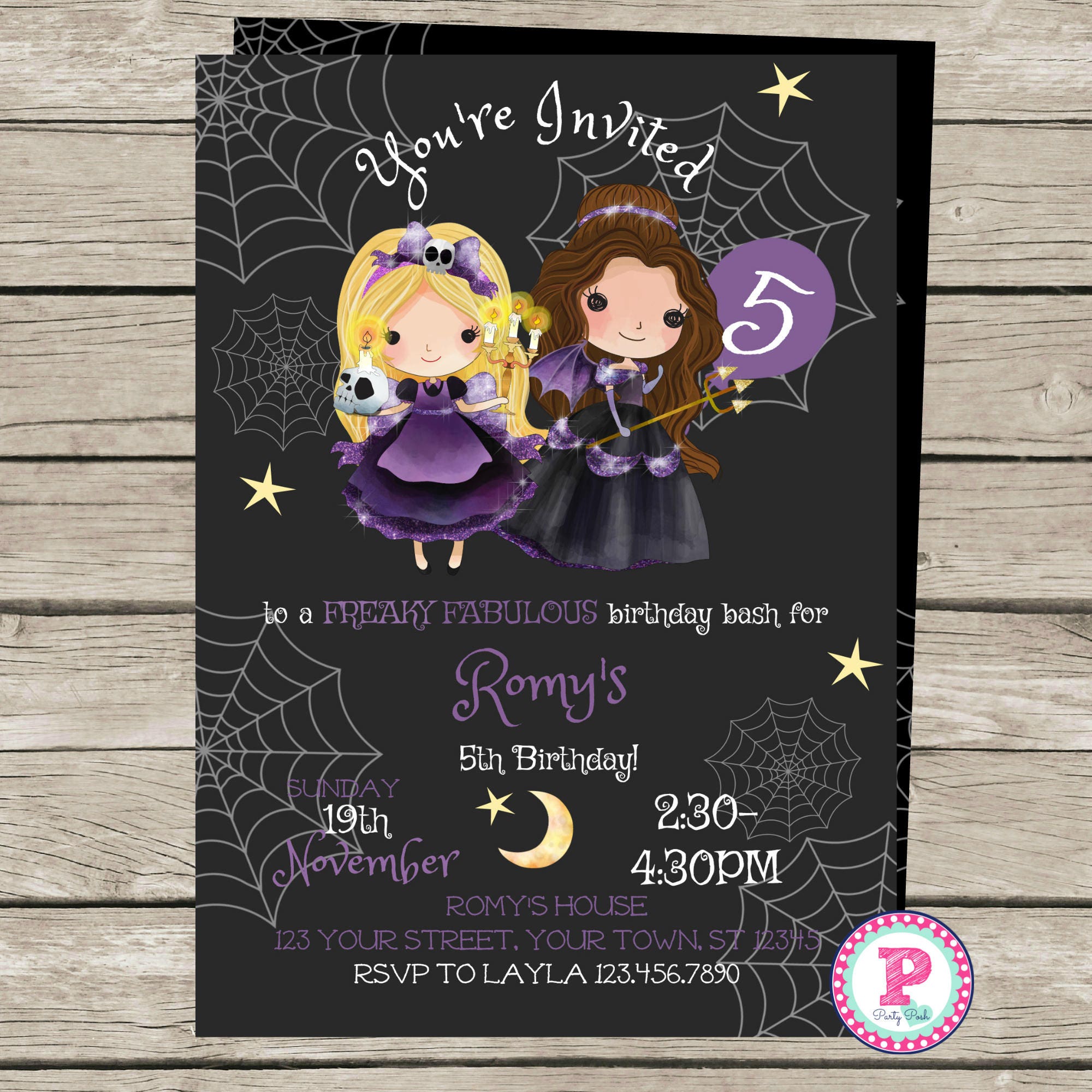 Princesse Crane Anniversaire Fete Invitation Aquarelle Purple Etsy Canada