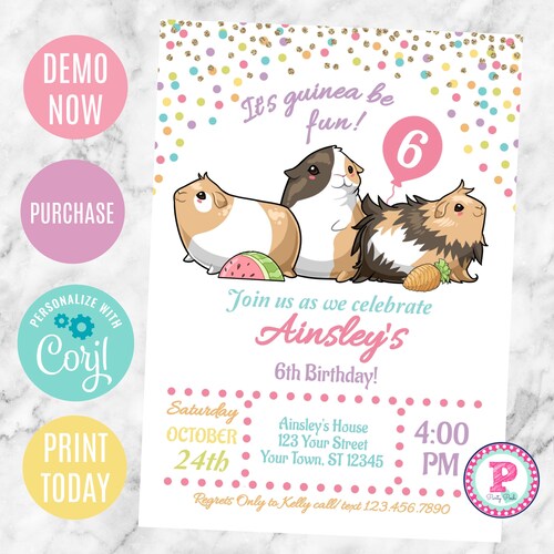 INSTANT Guinea Pig Birthday Party Invitation Guinea Pig Etsy instant-guinea-pig-birthday-party-invitation-guinea-pig-etsy