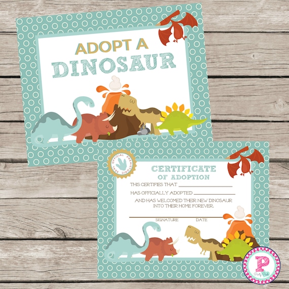 dinosaur-pet-adoption-certificate-adopt-a-pet-dino-birthday-etsy