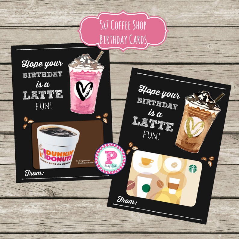 Latte Fun Coffee Gift Card Holder Birthday Card Coffee Shop Etsy Denmark