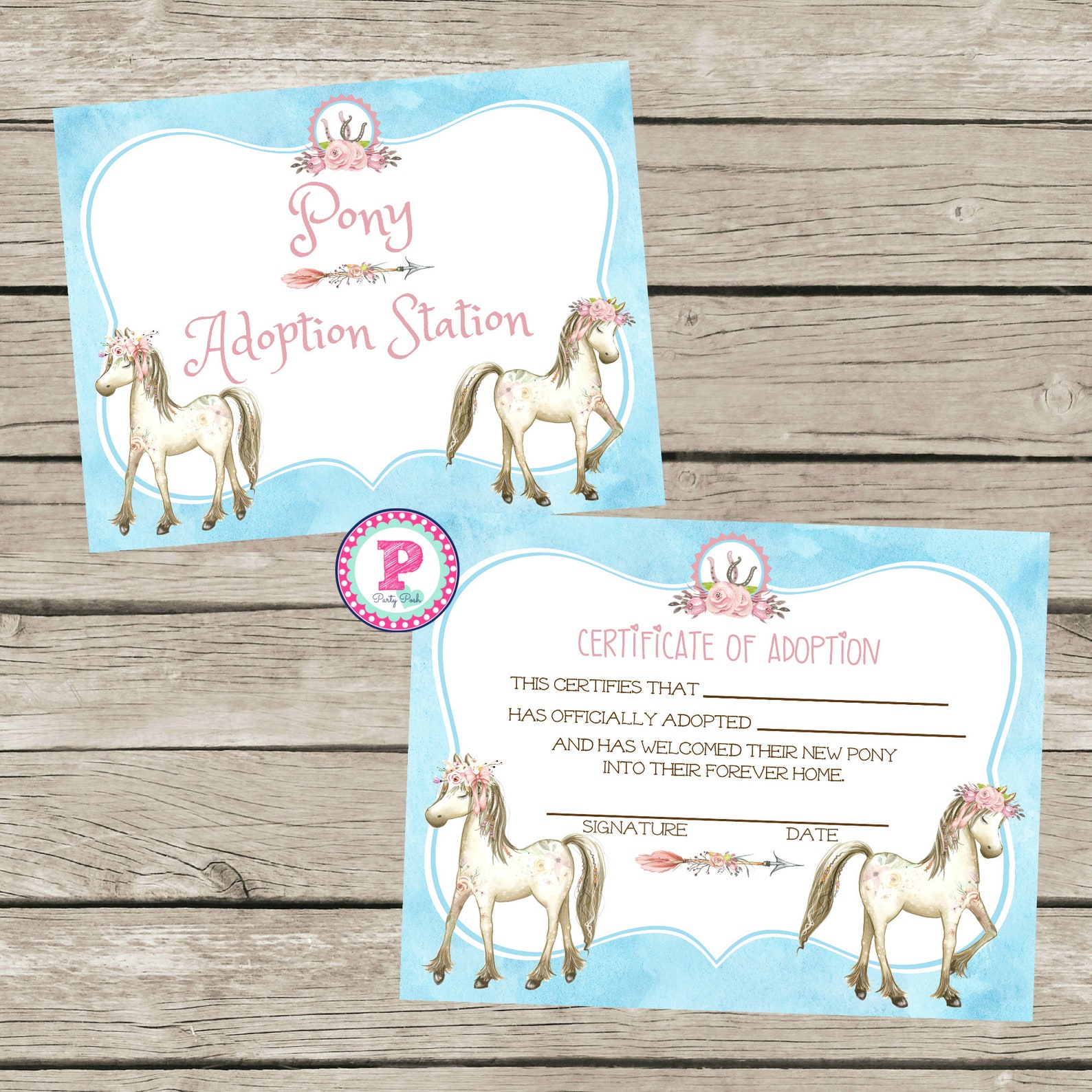 Adopt a Pony Pony Adoption Station Certificate Horse Birthday | Etsy