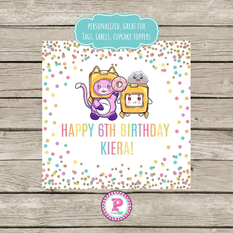 Lankybox Birthday Party Tags Labels Stickers Cupcake Toppers Etsy