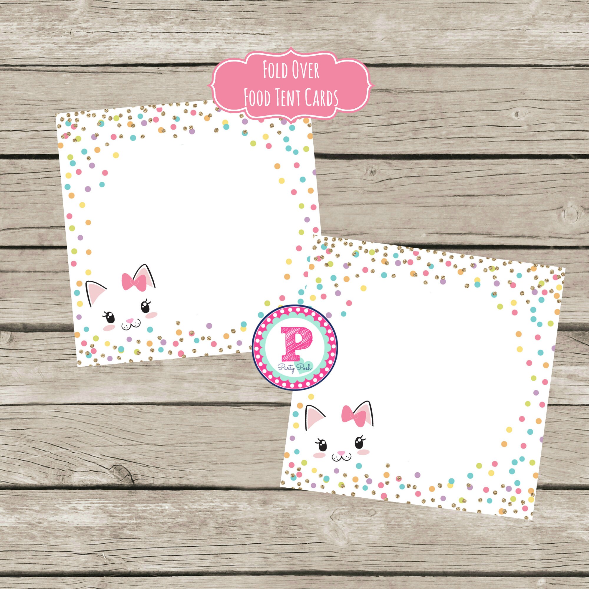 Kitten Confetti Birthday Party Package Adopt a Kitten Cat Face Etsy