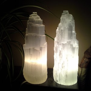 Selenite Tower Lamps - Medium (10&quot; Tall)