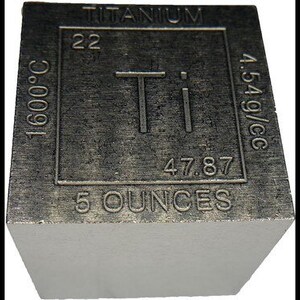 Elemental Cube Collection: 1.25 Inch  Solid Titanium Cube