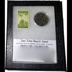 Iwo Jima Beach Sand and Postage Stamp - Commemorative Collection