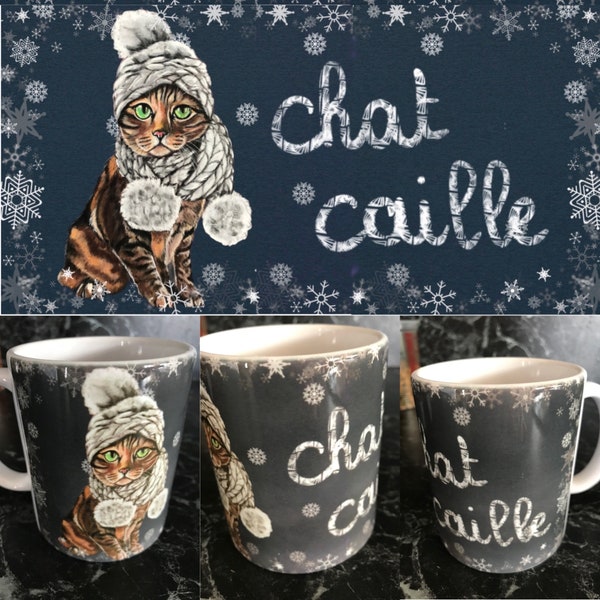 Mug 325 ml céramique avec mes dessins de chats.