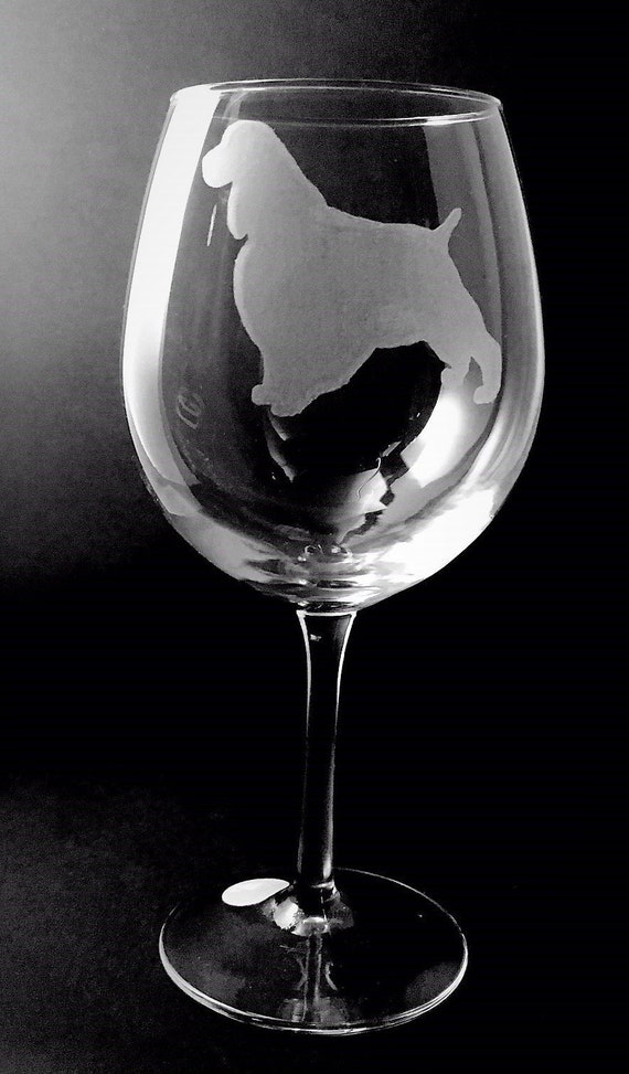 Hand Engraved Oversize Red Wine English Cocker Spaniel Glass Etsy
