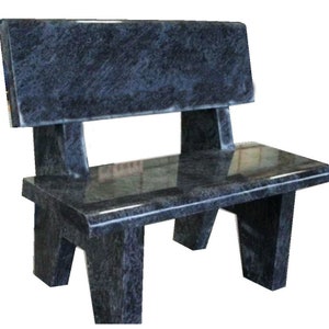 Memorial Bench- 36 inch wide - Bahama Blue - solid granite- small cemetery monument- engraving available