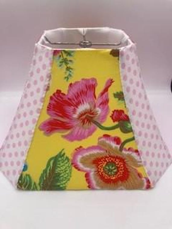 Delicate Spring Blooms & Polka Dots, Hand-sewn lampshade, Kaffe Fassett Fabrics