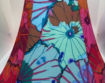 Jewel Tone Lotus by Kaffe Fassett&#39;s Niece, Lampshade hand-sewn, Kaffe fabric