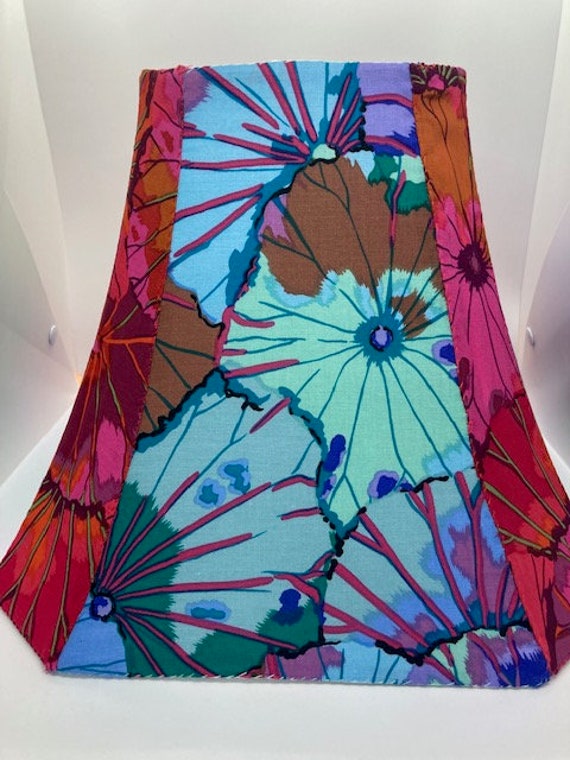 Jewel Tone Lotus by Kaffe Fassett's Niece, Lampshade hand-sewn, Kaffe fabric