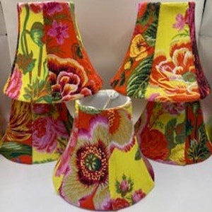RARE-Out of Production Kaffe Fassett Fabrics- Wild Roses (6) hand-sewn lampshades by Kaffe Fassett&#39;s Niece