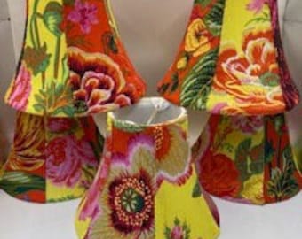 RARE-Out of Production Kaffe Fassett Fabrics- Wild Roses (6) hand-sewn lampshades by Kaffe Fassett&#39;s Niece