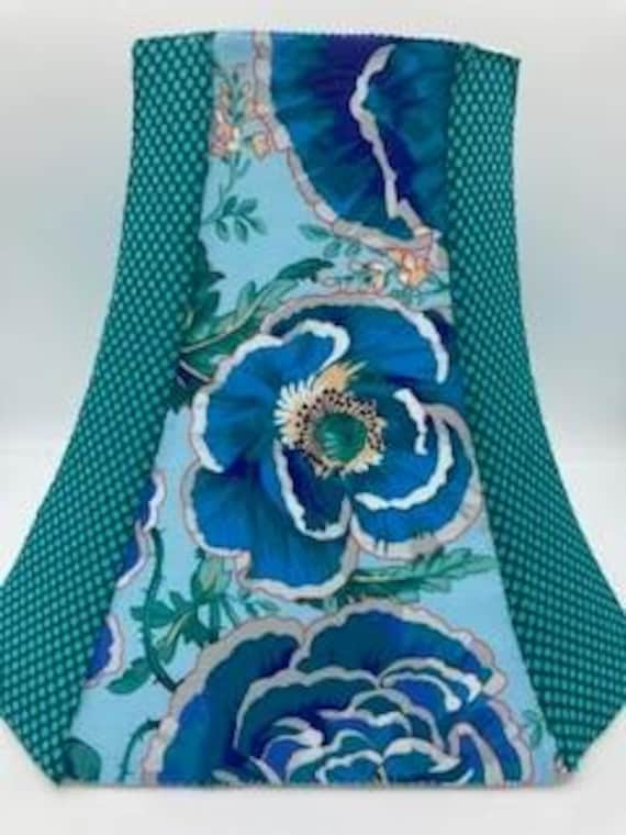 Blue Lady, lampshade, Kaffe Fassett Fabrics, hand-sewn by his Niece