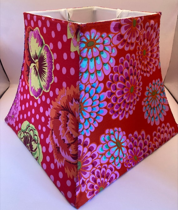 2, Super Bloom, lampshades by Kaffe Fassett's Niece, hand-sewn set 5x8x9 Kaffe fabric