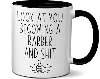 Regalos divertidos para barberos, taza de regalo de graduación para barberos, tazas de broma para barberos, regalo para nuevos barberos, taza para futuros barberos, convertirse en barbero