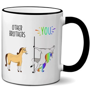 Brother Gift Idea, Funny Other Brothers You Unicorn vs Horse Mug, Brother Gifts, Funny Coffee Mugs for Brothers, Gag Brother Gifts 11oz blck rim/handle