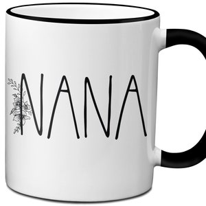 Nana Gifts, Nana Coffee Mug, Nana Tea Cup, Gifts for Grandmothers, Skinny Font Flower, Nana Gift Idea, Mother&#39;s Day Gift, Promoted to Nana